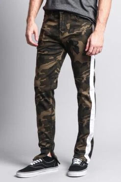 Men's Solid Side Striped Pants With Zipper -Victorious DL1146 CMW 2