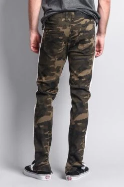 Men's Solid Side Striped Pants With Zipper -Victorious DL1146 CMW 3