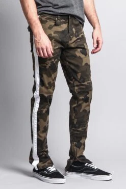 Men's Solid Side Striped Pants With Zipper -Victorious DL1146 CMW 4