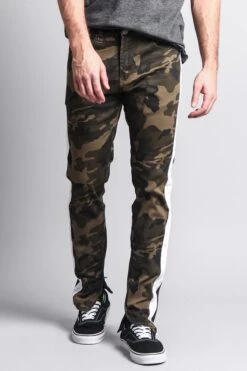 Men's Solid Side Striped Pants With Zipper -Victorious DL1146 CMW 5