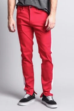 Men's Solid Side Striped Pants With Zipper -Victorious DL1146 RWT 1