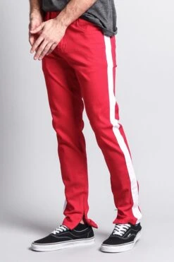 Men's Solid Side Striped Pants With Zipper -Victorious DL1146 RWT 2