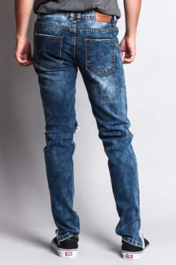 Destroyed Rip Illusion Moto Biker Jeans With Zipper -Victorious DL1152 IND 3