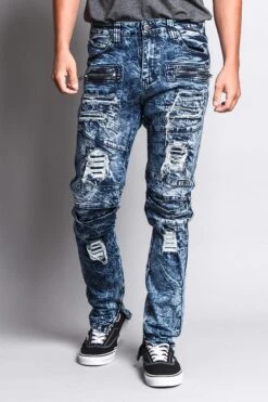 Men's Distressed Zipper Jeans -Victorious DL1162 IND 1
