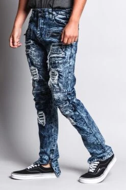 Men's Distressed Zipper Jeans -Victorious DL1162 IND 2