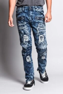 Men's Distressed Zipper Jeans -Victorious DL1162 IND 5