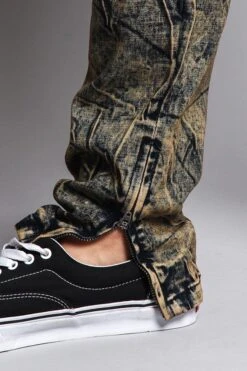 Men's Distressed Zipper Jeans -Victorious DL1162 KHK 6