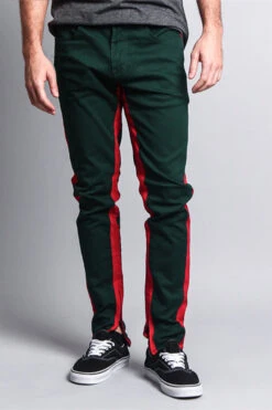 Track Style Zippered Skinny Jean With Accent Band