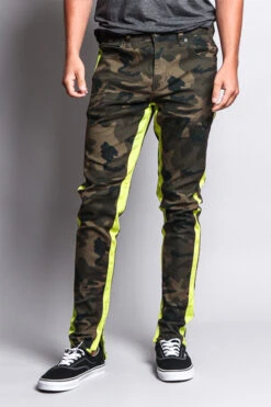 Men's Double Taped Track Style Camo Pants -Victorious DL1167 CFY 1