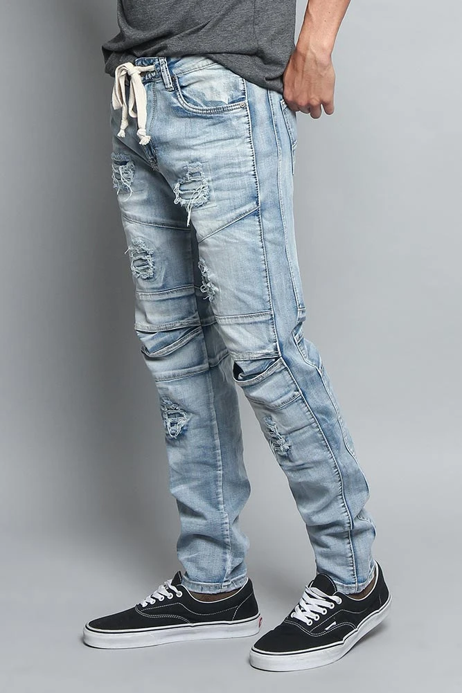 Distressed Drawstring Denim Jeans 4 Distressed Drawstring Denim Jeans - Image 2