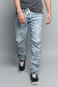 Distressed Drawstring Denim Jeans 11 Distressed Drawstring Denim Jeans -Victorious DL1168 LTI 5