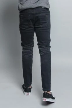 Distressed Scrunched Knee Biker Jeans -Victorious DL1179 BLK 3