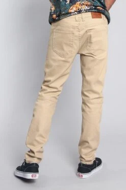 Distressed Zipper Denim Jeans -Victorious DL1204 KHK 3