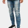 Distressed Stacked Biker Denim Jeans -Victorious DL1239 DPS 1