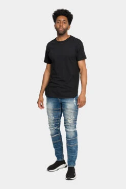 Distressed Stacked Biker Denim Jeans -Victorious DL1239 DPS 5