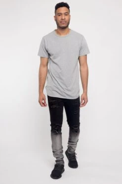 Distressed Dip Dyed Denim Jeans -Victorious DL1257 BLK 5