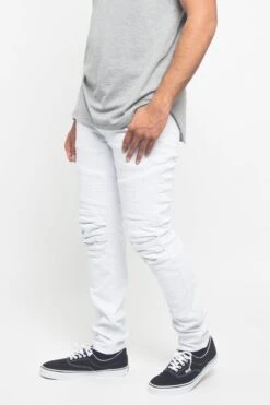Scrunched Fold Illusion Jeans -Victorious DL1263 WHT 2
