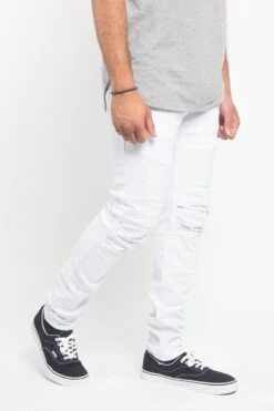 Scrunched Fold Illusion Jeans -Victorious DL1263 WHT 4