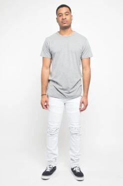 Scrunched Fold Illusion Jeans -Victorious DL1263 WHT 5