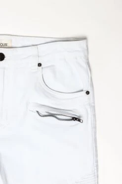 Scrunched Fold Illusion Jeans -Victorious DL1263 WHT 6