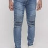 Scrunched Zipper Moto Biker Denim Jeans -Victorious DL1287 IND 1
