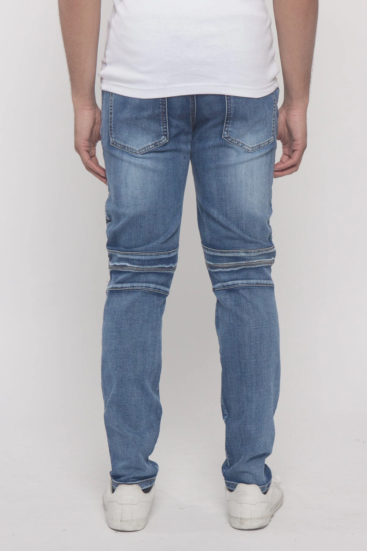 Scrunched Zipper Moto Biker Denim Jeans 6 Scrunched Zipper Moto Biker Denim Jeans - Image 4