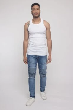 Scrunched Zipper Moto Biker Denim Jeans 19 Scrunched Zipper Moto Biker Denim Jeans -Victorious DL1287 IND 5