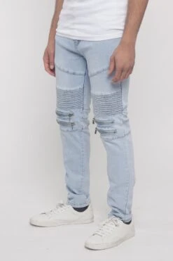 Scrunched Zipper Moto Biker Denim Jeans 21 Scrunched Zipper Moto Biker Denim Jeans -Victorious DL1287 LTI 2