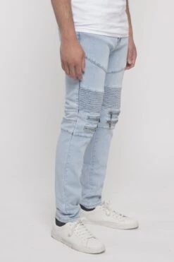 Scrunched Zipper Moto Biker Denim Jeans 23 Scrunched Zipper Moto Biker Denim Jeans -Victorious DL1287 LTI 4