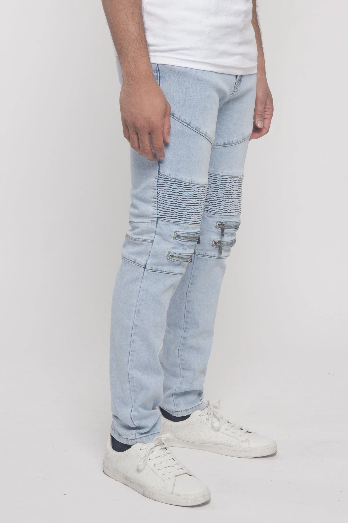 Scrunched Zipper Moto Biker Denim Jeans 12 Scrunched Zipper Moto Biker Denim Jeans - Image 10