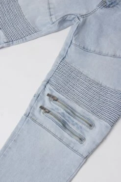 Scrunched Zipper Moto Biker Denim Jeans 25 Scrunched Zipper Moto Biker Denim Jeans -Victorious DL1287 LTI 6