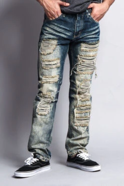 Washed And Distressed Slim Jeans -Victorious DL129 VIN 4