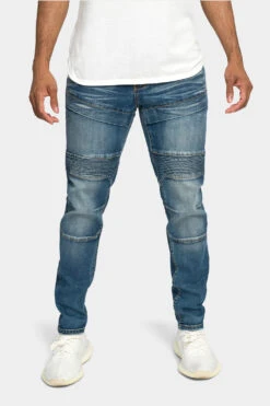 Stitch Stacked Moto Biker Denim Jeans -Victorious DL1302 IND 1
