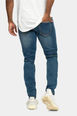 Stitch Stacked Moto Biker Denim Jeans -Victorious DL1302 IND 3