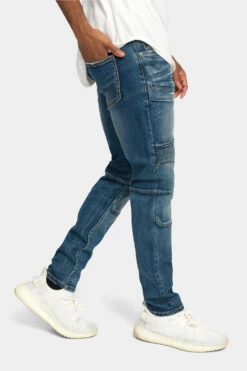 Stitch Stacked Moto Biker Denim Jeans -Victorious DL1302 IND 4