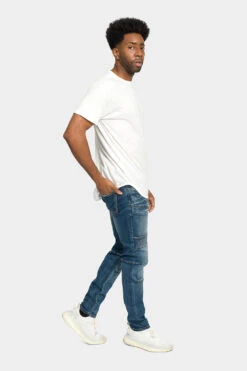 Stitch Stacked Moto Biker Denim Jeans -Victorious DL1302 IND 5