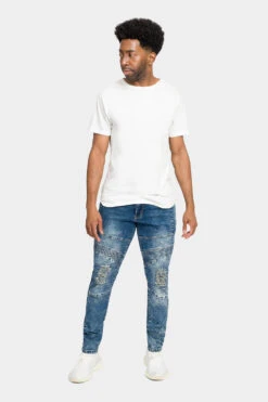 Distressed Stitch Stacked Moto Biker Jeans -Victorious DL1340 IND 5