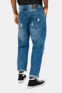 Distressed Cropped Denim Jeans -Victorious DL1354 DKI 3