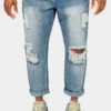 Distressed Cropped Denim Jeans 2 Distressed Cropped Denim Jeans -Victorious DL1354 IND 1