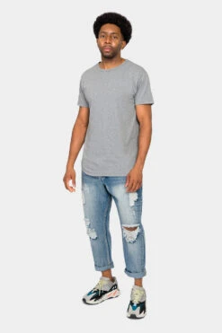 Distressed Cropped Denim Jeans -Victorious DL1354 IND 5