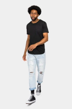 Distressed Cropped Denim Jeans -Victorious DL1354 LTI 5