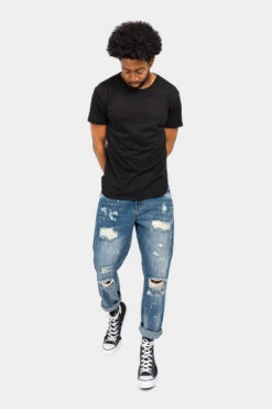 Distressed Paint Splatter Cropped Denim Jeans -Victorious DL1355 IND 5