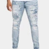 Distressed Paint Splattered Patched Jeans -Victorious DL1366 LTI 1