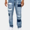 Distressed Cut And Repair Patchwork Denim Jeans 1 Distressed Cut And Repair Patchwork Denim Jeans -Victorious DL1379 IND 1