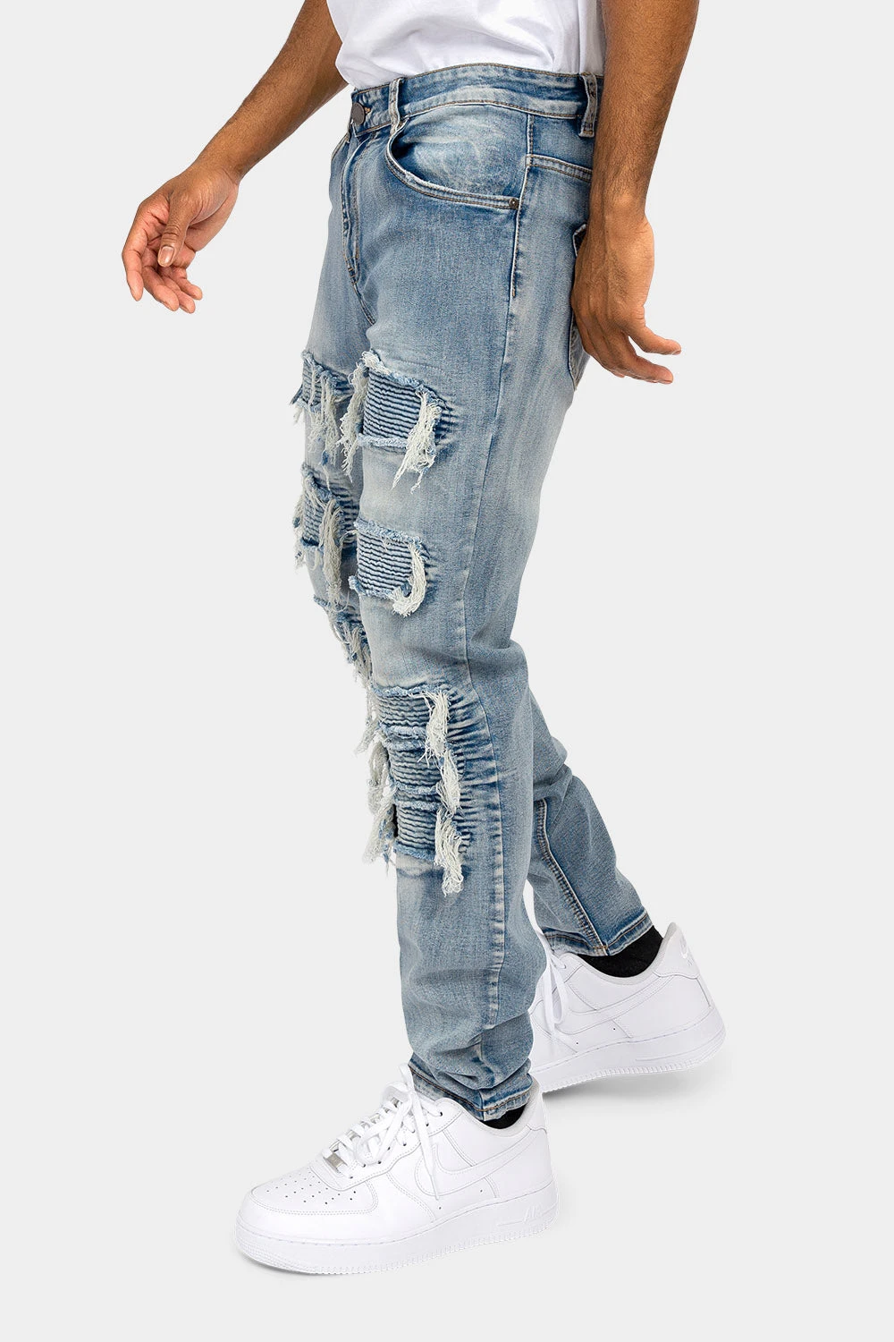 Distressed Ripped Moto Biker Denim Jeans 4 Distressed Ripped Moto Biker Denim Jeans - Image 2