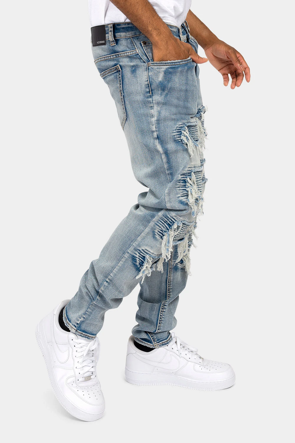 Distressed Ripped Moto Biker Denim Jeans 6 Distressed Ripped Moto Biker Denim Jeans - Image 4