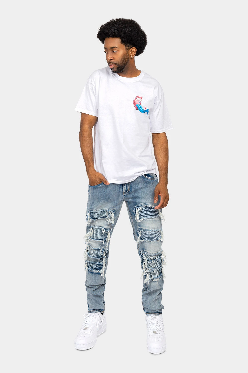 Distressed Ripped Moto Biker Denim Jeans 7 Distressed Ripped Moto Biker Denim Jeans - Image 5