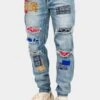 Bandana Paisley Rip And Repair Denim Jeans -Victorious DL1381 IND 1