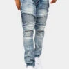 Crease Stacked Biker Denim Jeans 2 Crease Stacked Biker Denim Jeans -Victorious DL1382 IND 1