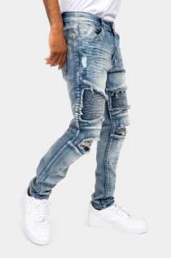 Crease Stacked Biker Denim Jeans -Victorious DL1382 IND 4